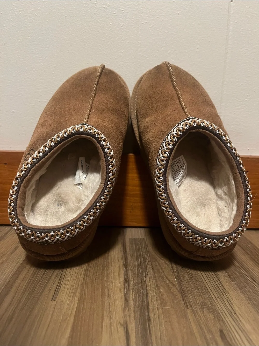 UGG Toddler Chestnut Brown Suede Slip-On Clog with Shearling Trim